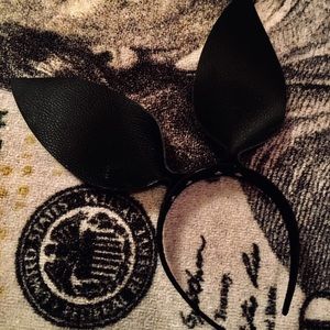Leather bunny ear headband BDSM Custom goth punk